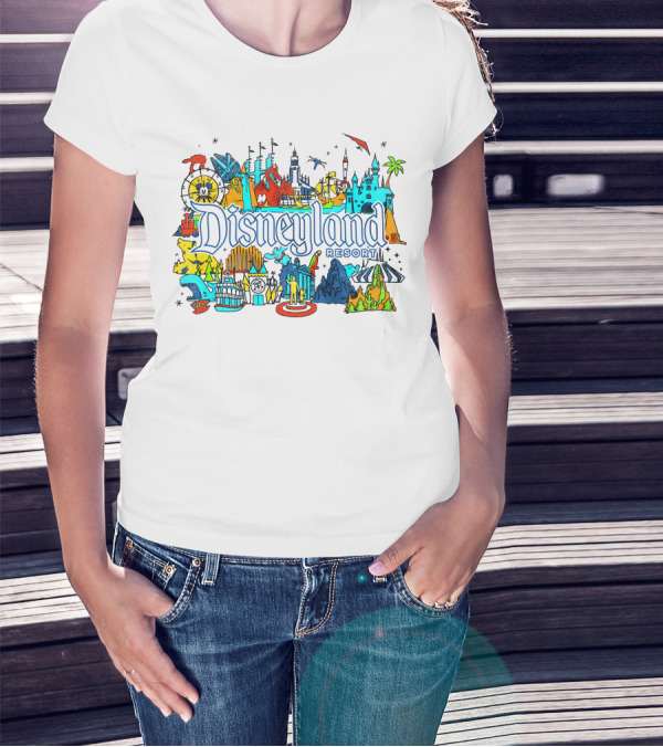 Disneyland Resort Iconic Attractions And Landmarks T-Shirt