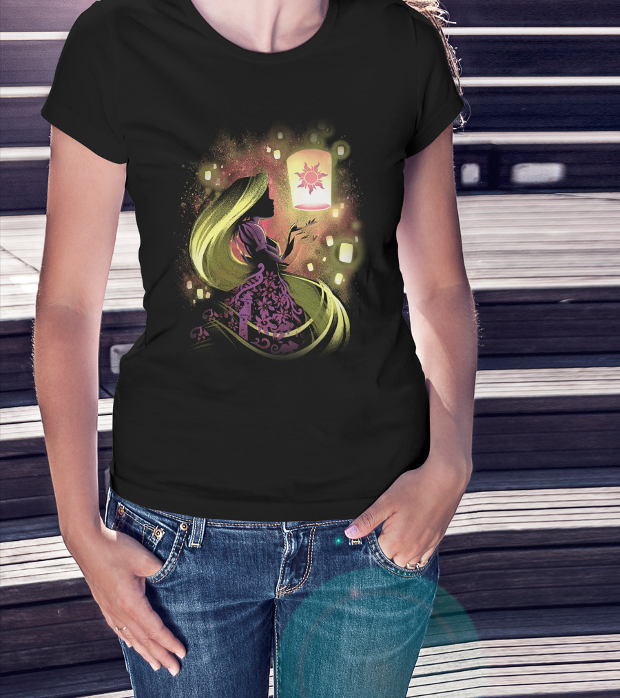 Rapunzel Lanterns And Golden Hair With Sun T-Shirt