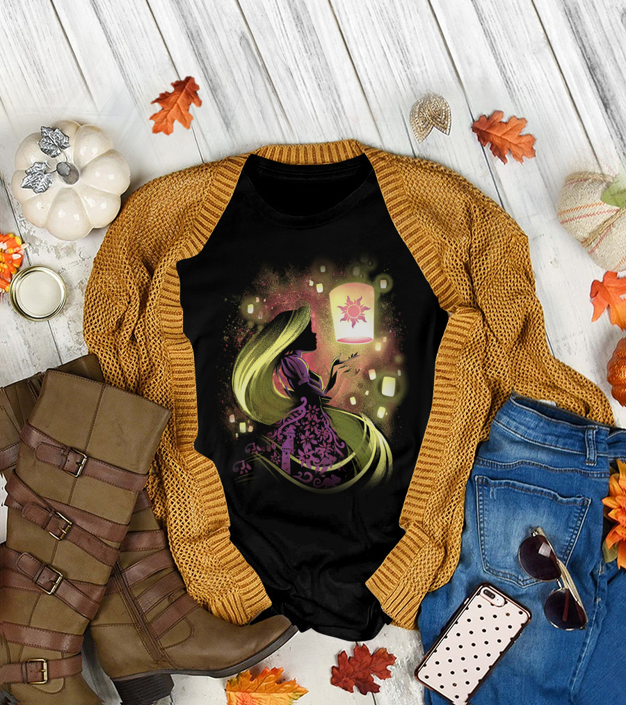Rapunzel Lanterns And Golden Hair With Sun T-Shirt