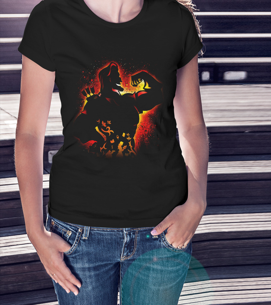 Hercules Silhouette With Mythical Elements And Fiery T-Shirt