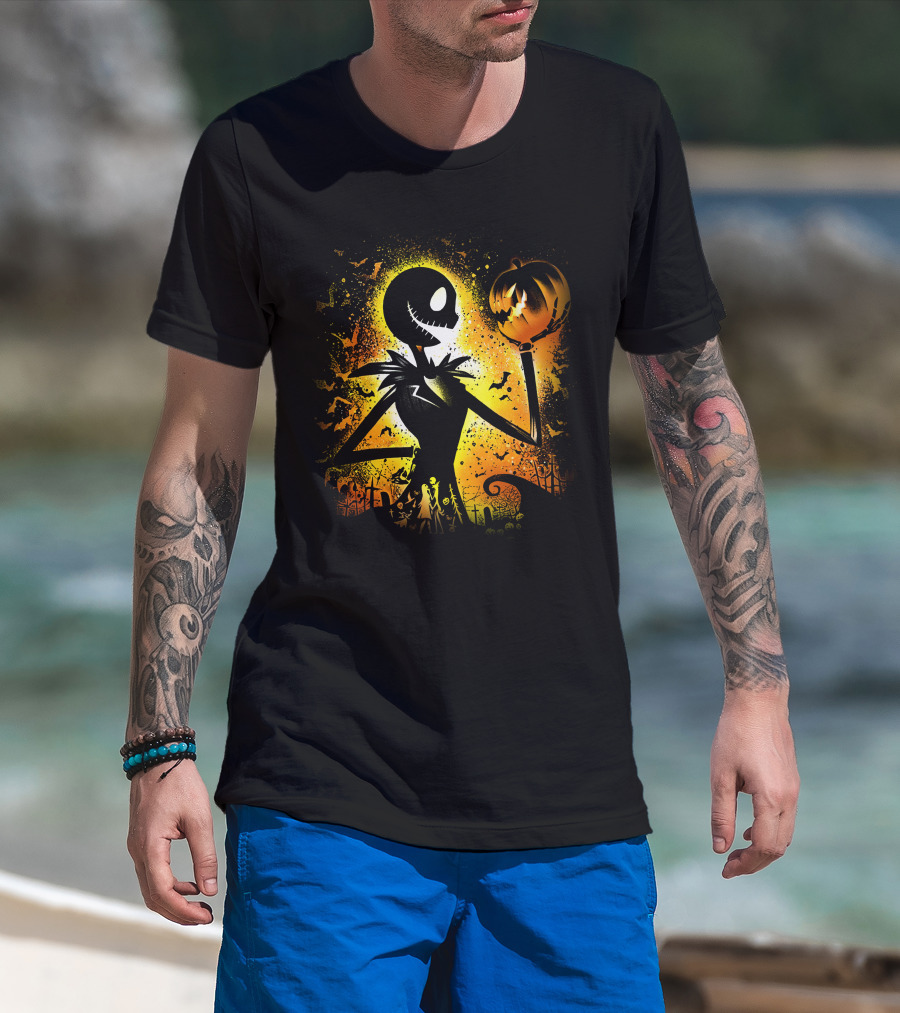 Jack Skellington Halloween Pumpkin Scene T-Shirt