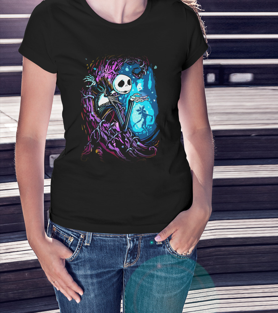 Jack Skellington Night Sky Fantasy Scene T-Shirt