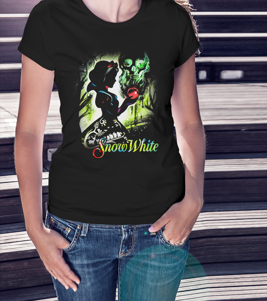 Snow White Silhouette With Apple And Skull T-Shirt