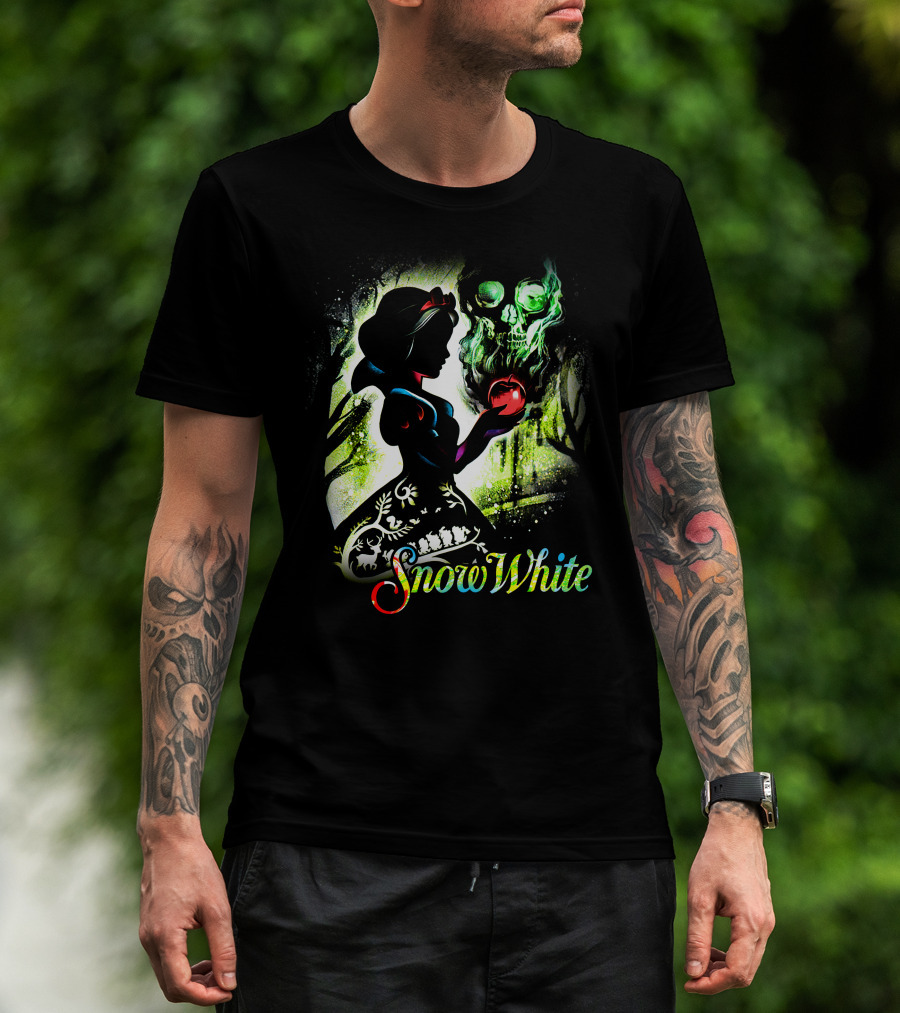 Snow White Silhouette With Apple And Skull T-Shirt