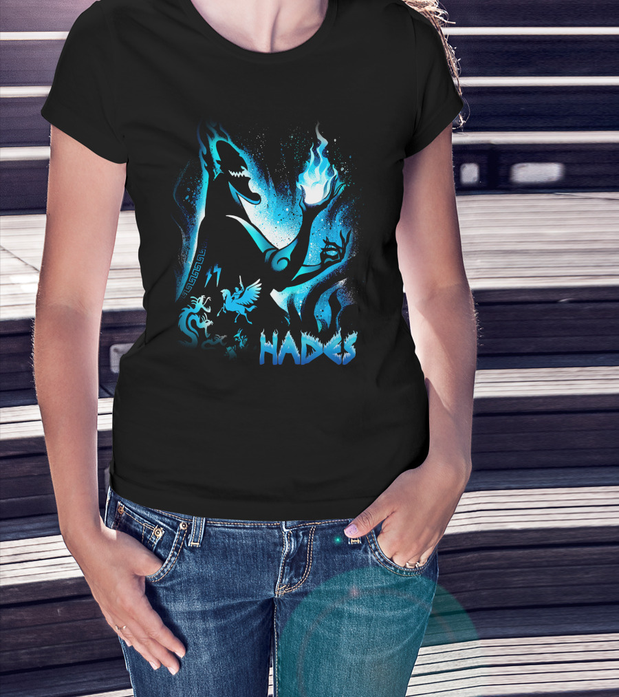 Hades Flaming Skull Creature Mythology Pegasus Lightning T-Shirt