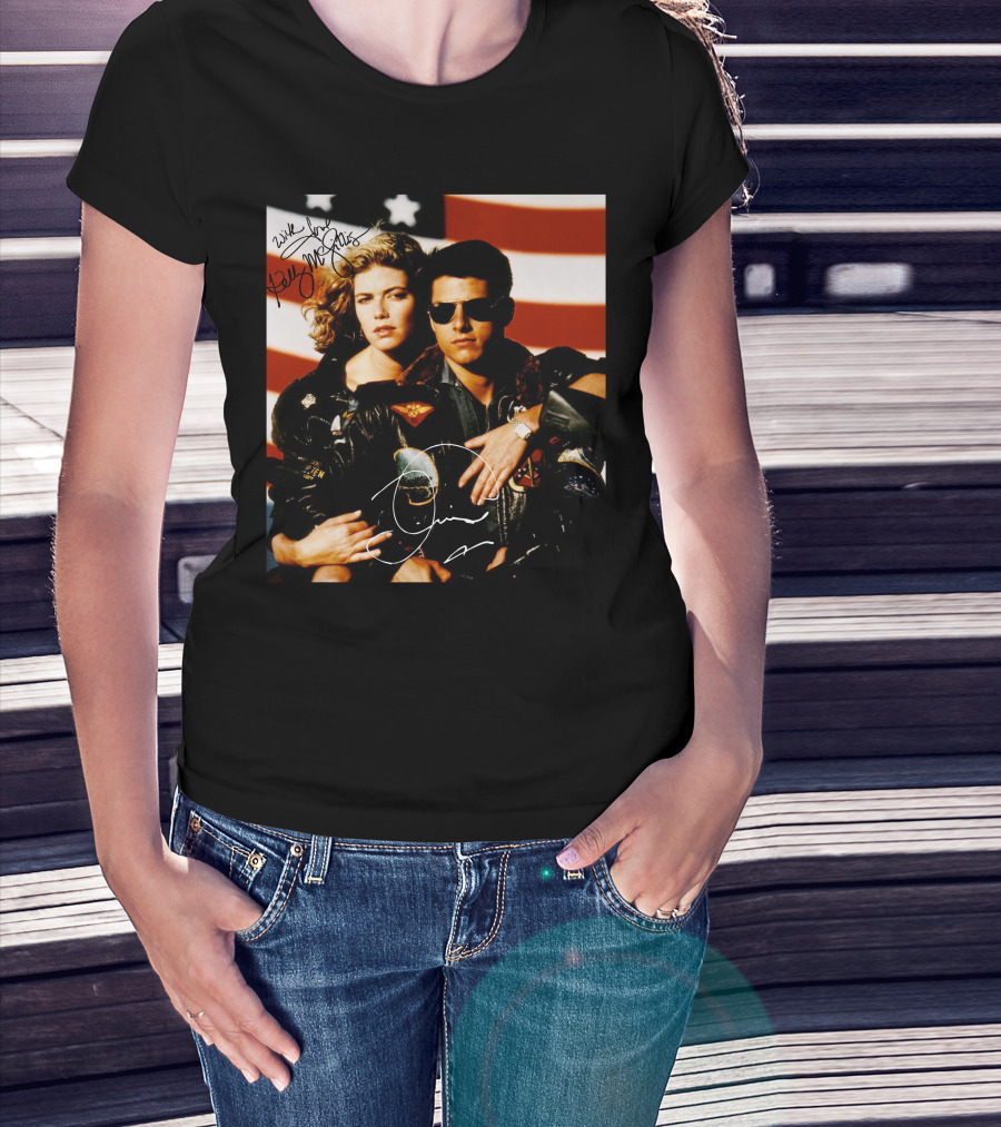 Top Gun 2 Autographed Cast American Flag T-Shirt