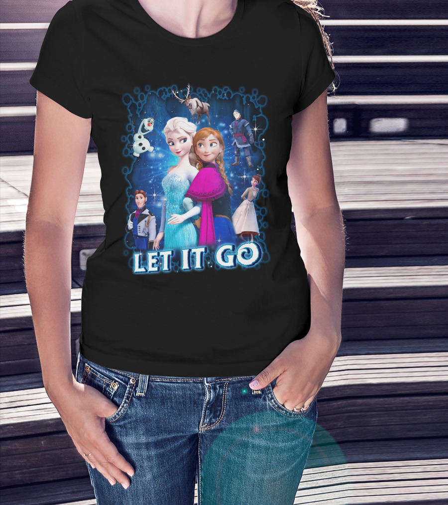 Frozen Let It Go Elsa Anna Olaf Kristoff Sven Disney Characters T-Shirt