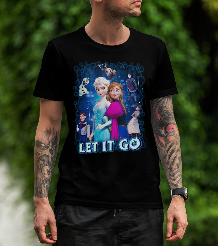 Frozen Let It Go Elsa Anna Olaf Kristoff Sven Disney Characters T-Shirt