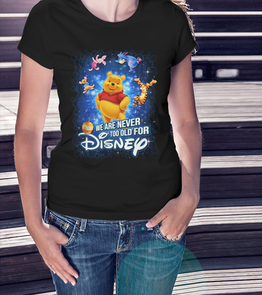 We Are Never Too Old For Disney Winnie The Pooh And Friends Eeyore Piglet Tigger Hunny Pot T-Shirt