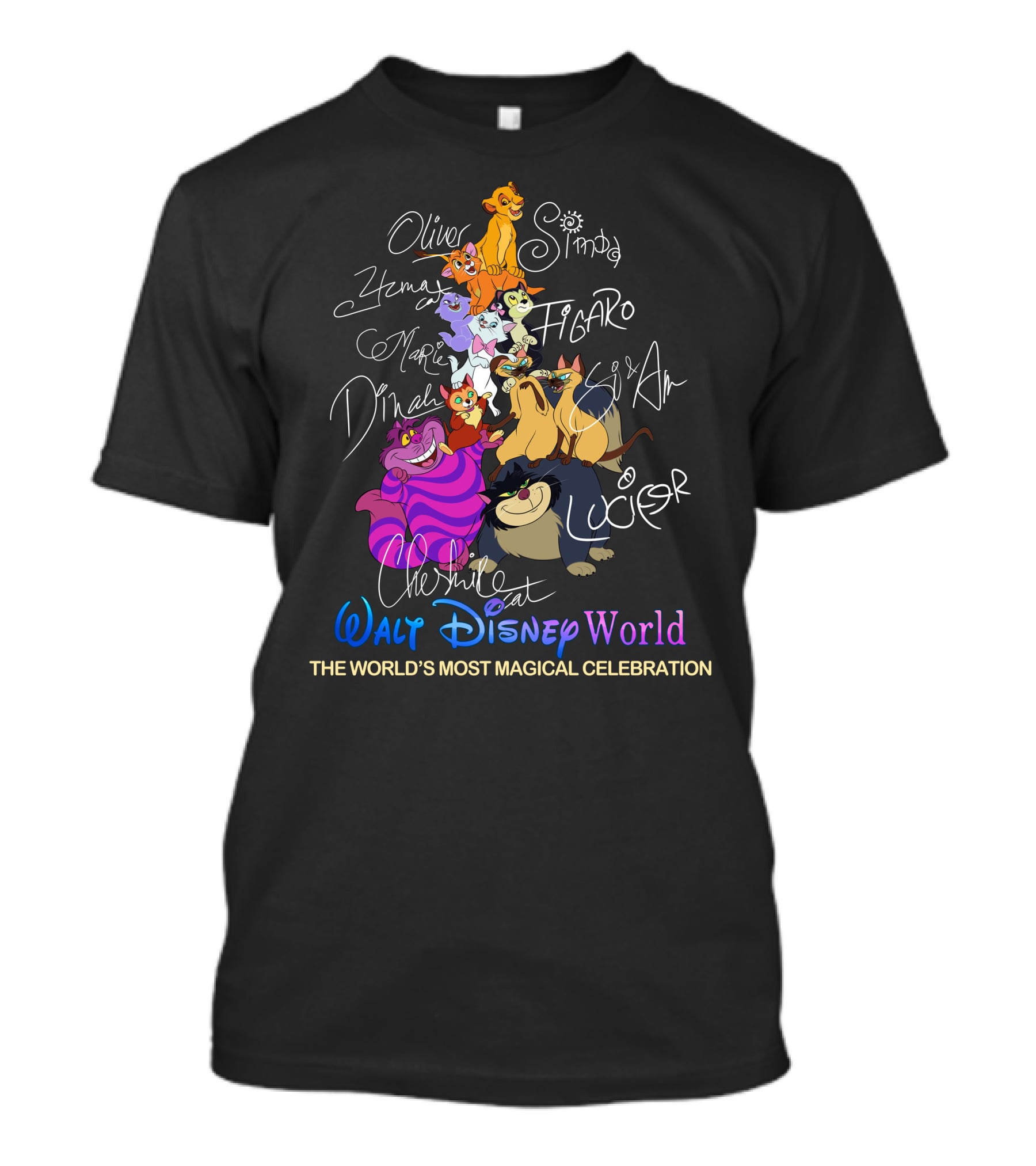 Oliver Simba Marie Figaro Cheshire Cat Disney World Magical Celebration T-Shirt