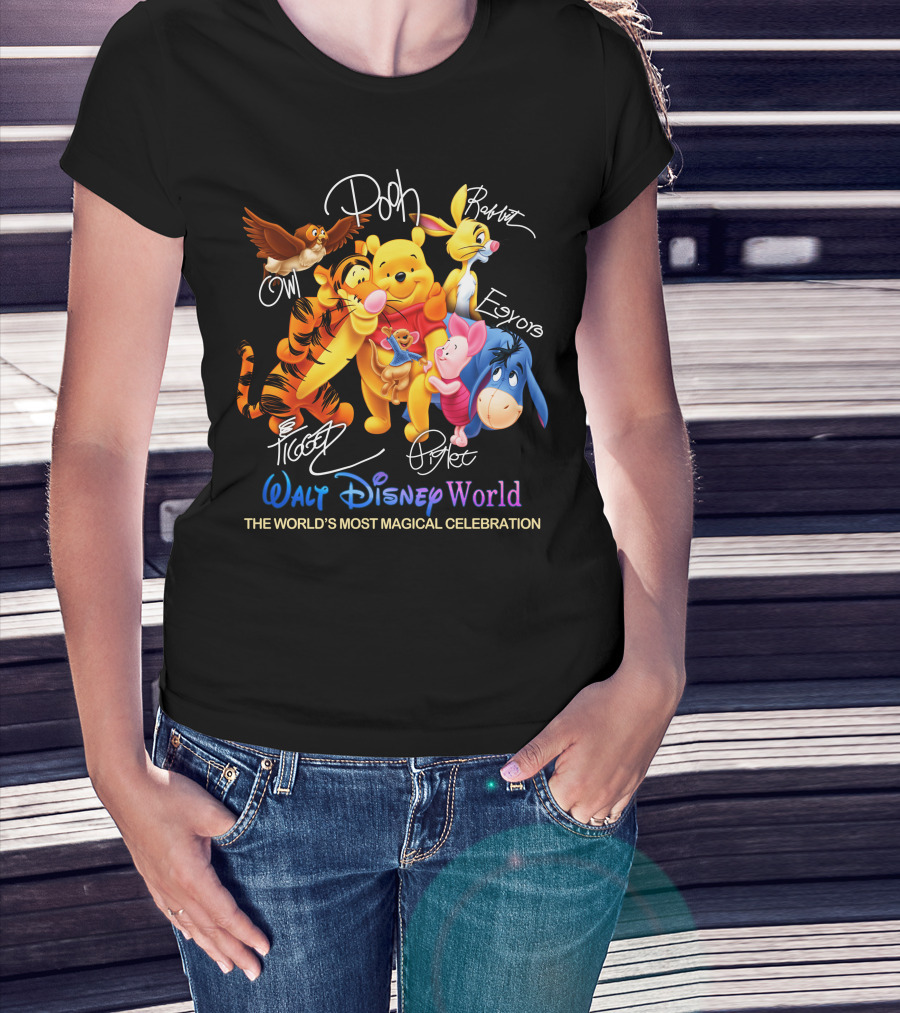 Walt Disney World Pooh Tigger Piglet Eeyore Rabbit Owl The World's Most Magical Celebration T-Shirt