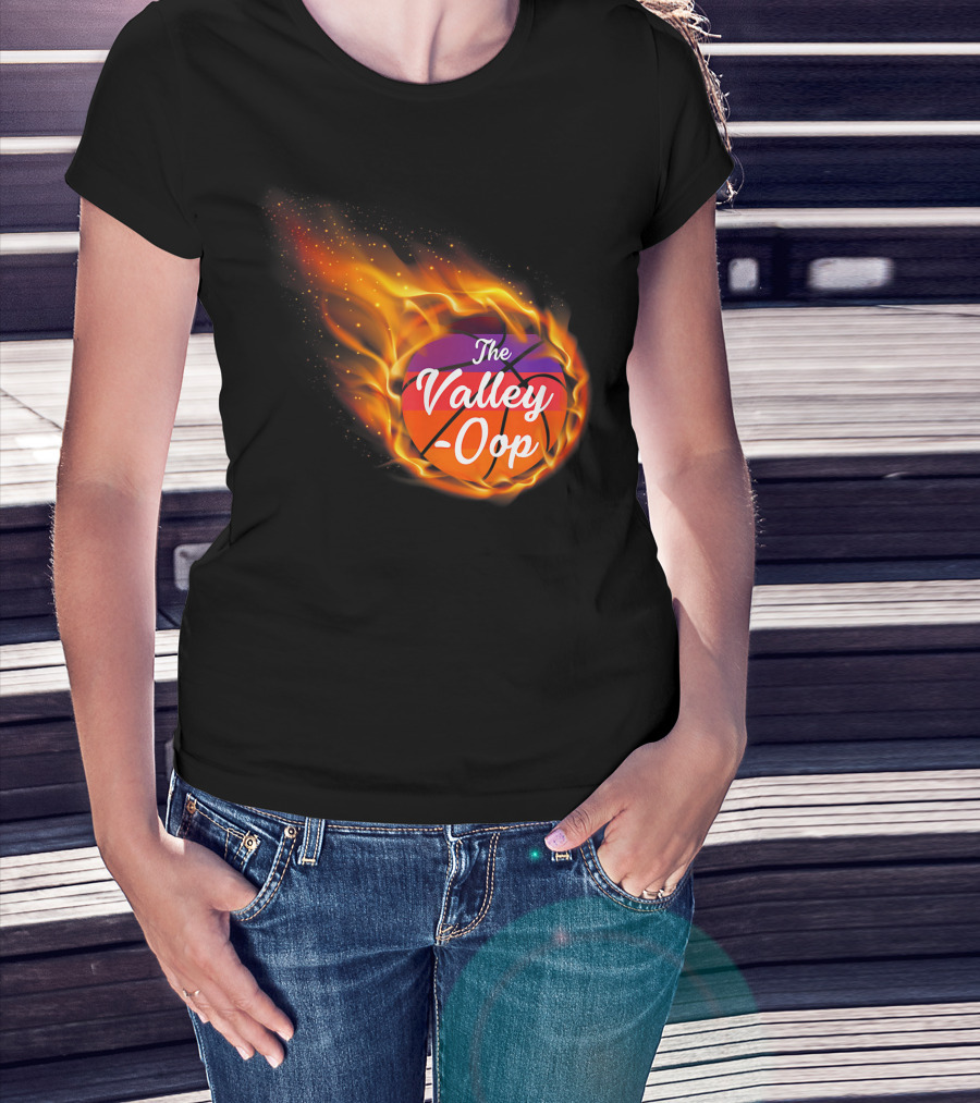 Phx The Valley-Oop Basketball Flame Style T-Shirt