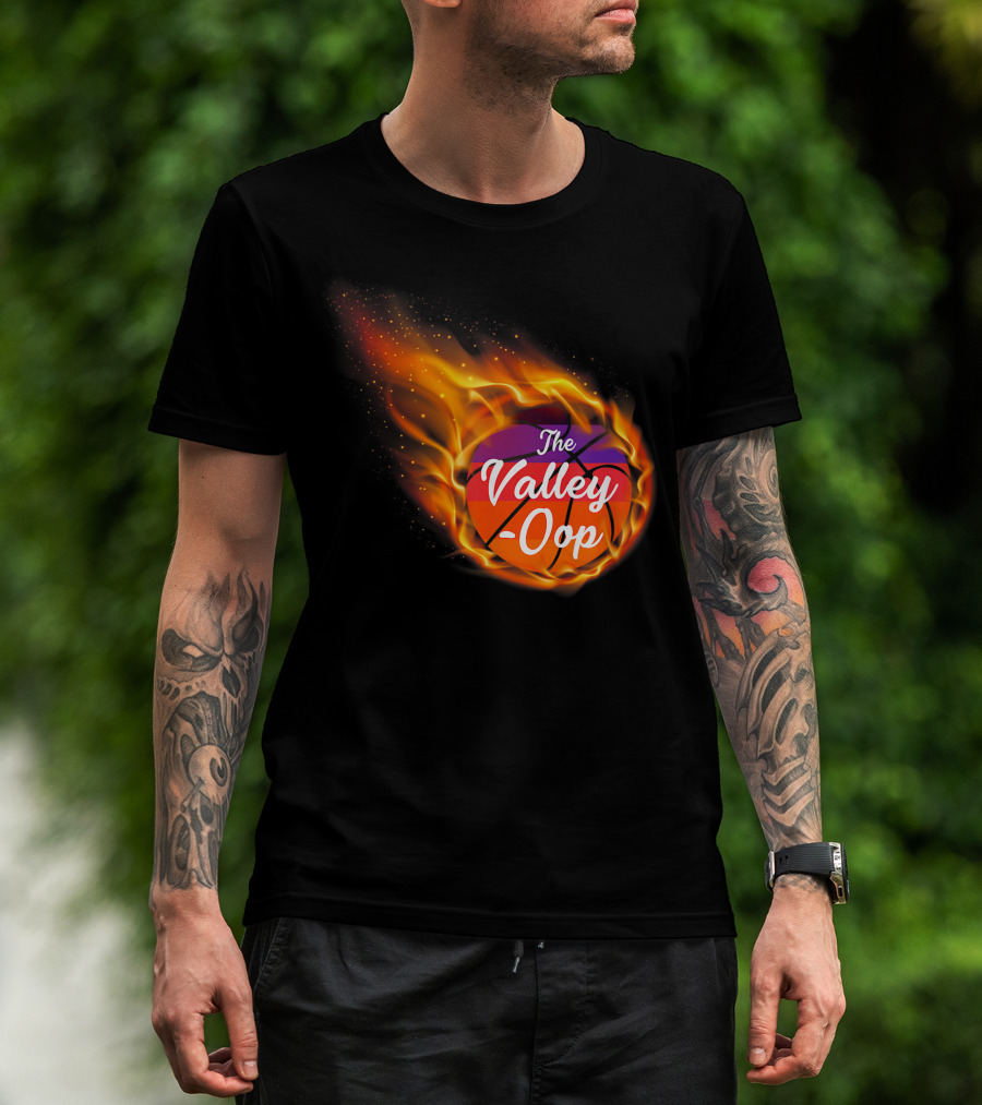 Phx The Valley-Oop Basketball Flame Style T-Shirt