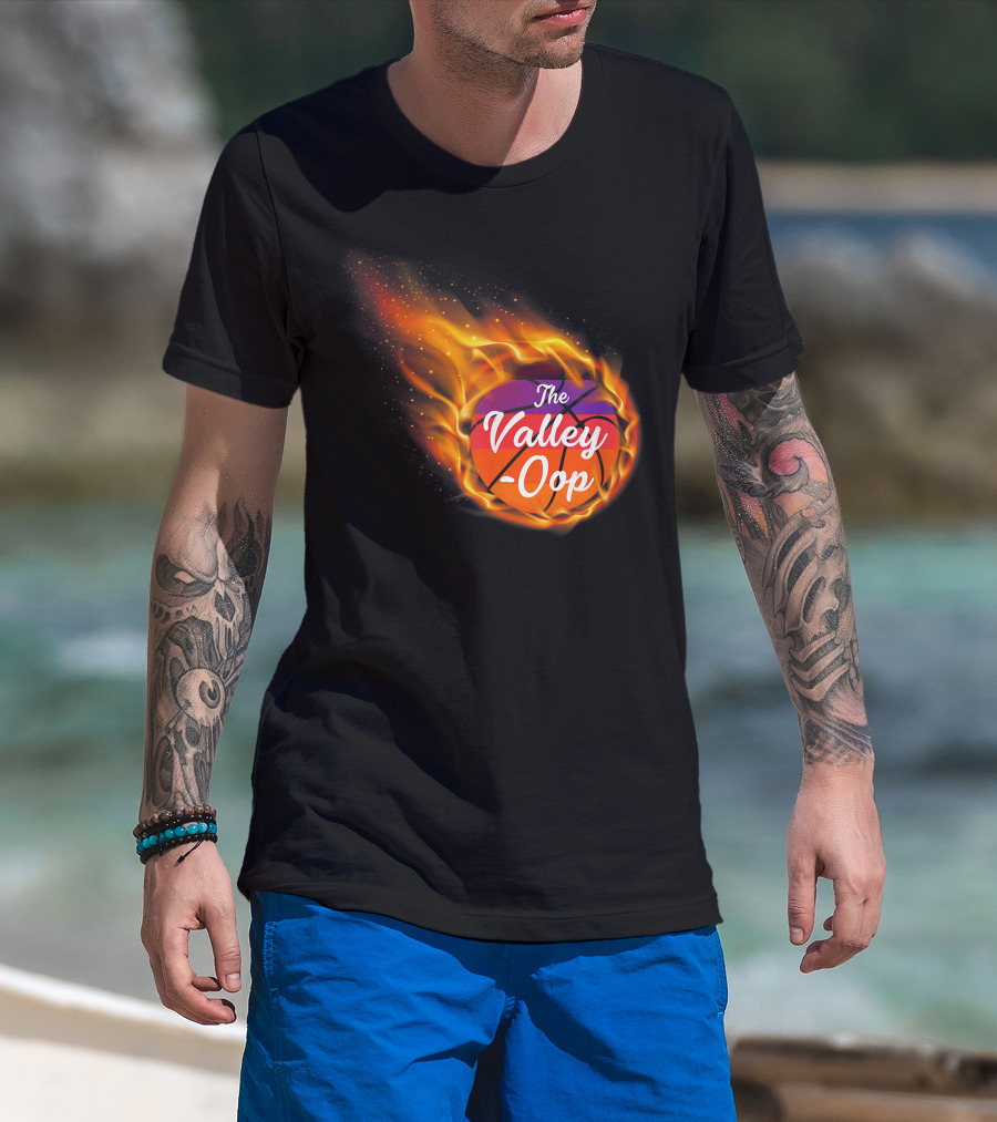 Phx The Valley-Oop Basketball Flame Style T-Shirt