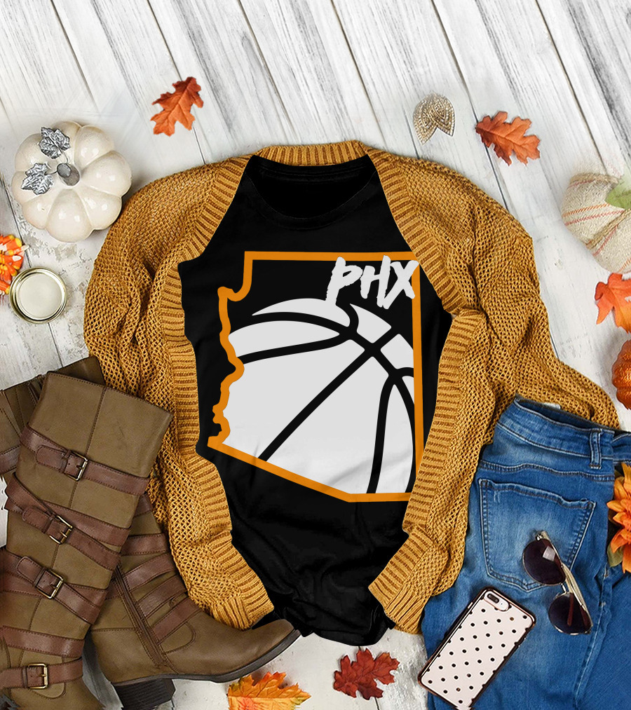 Phx Basketball Arizona Outline Style T-Shirt