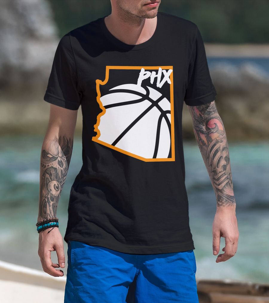 Phx Basketball Arizona Outline Style T-Shirt