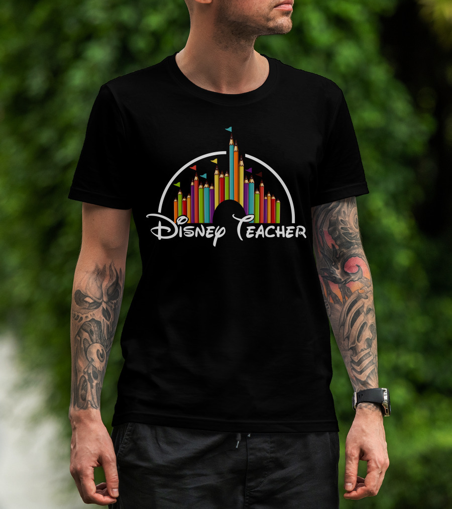 Disney Teacher Castle Pencils Style T-Shirt
