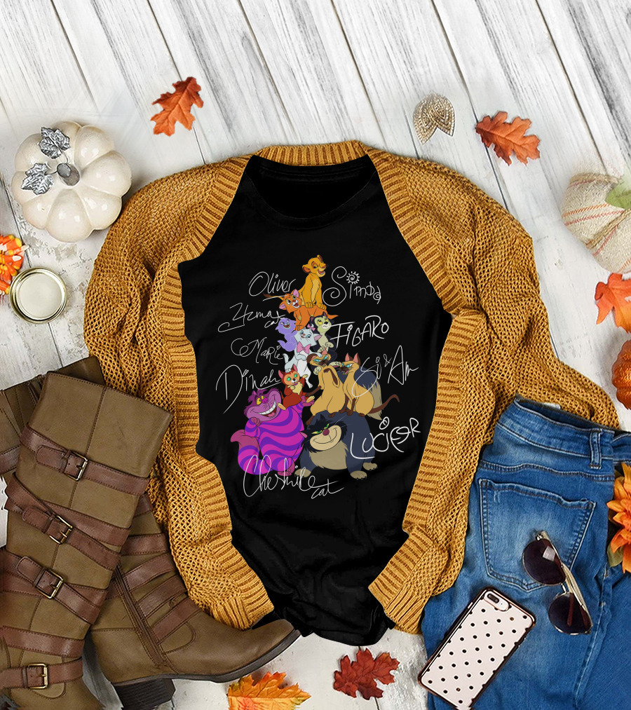 Oliver Simba Marie Figaro Cheshire Cat Yzma Dinah Lucifer Si and Am T-Shirt