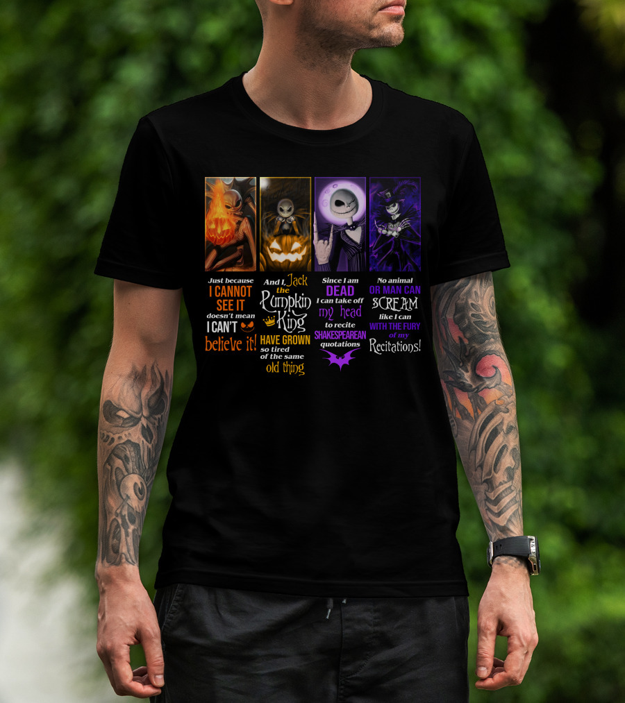 Jack Skellington The Pumpkin King Reciting Shakespearean Quotations T-Shirt