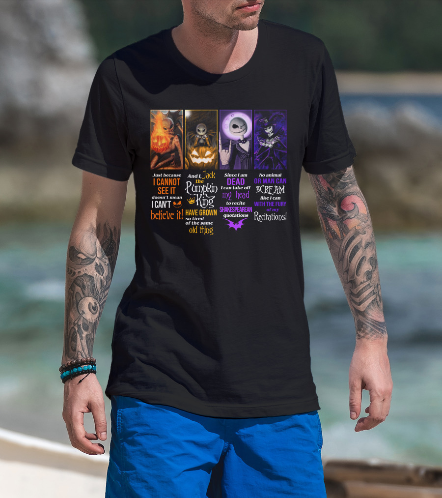 Jack Skellington The Pumpkin King Reciting Shakespearean Quotations T-Shirt