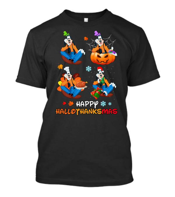 Gf Happy Hallothanksmas Goofy Disney Halloween Thanksgiving Christmas Winter T-Shirt