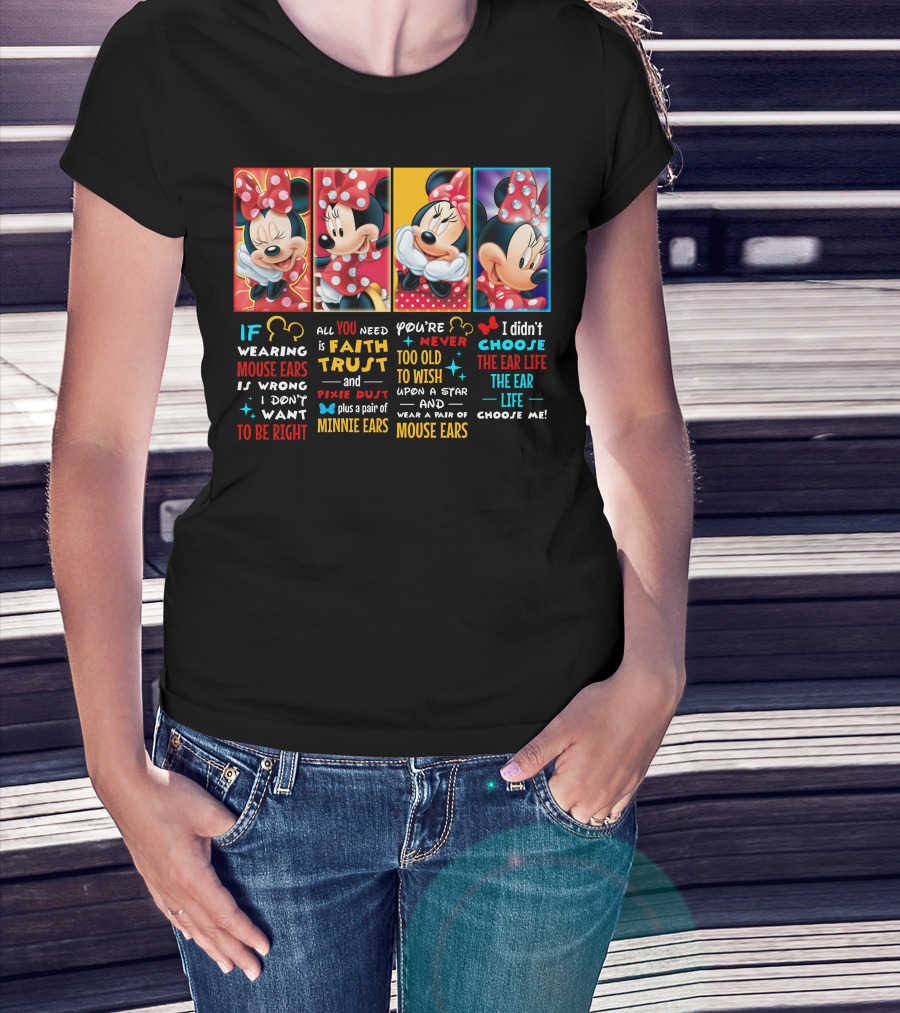 Minnie Mouse Ears Faith Trust Pixie Dust Star Wish Choose Life T-Shirt
