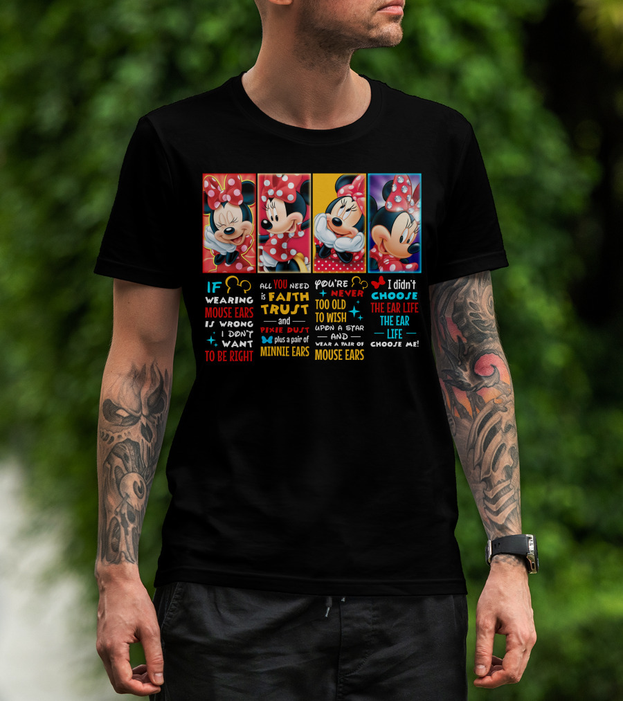 Minnie Mouse Ears Faith Trust Pixie Dust Star Wish Choose Life T-Shirt