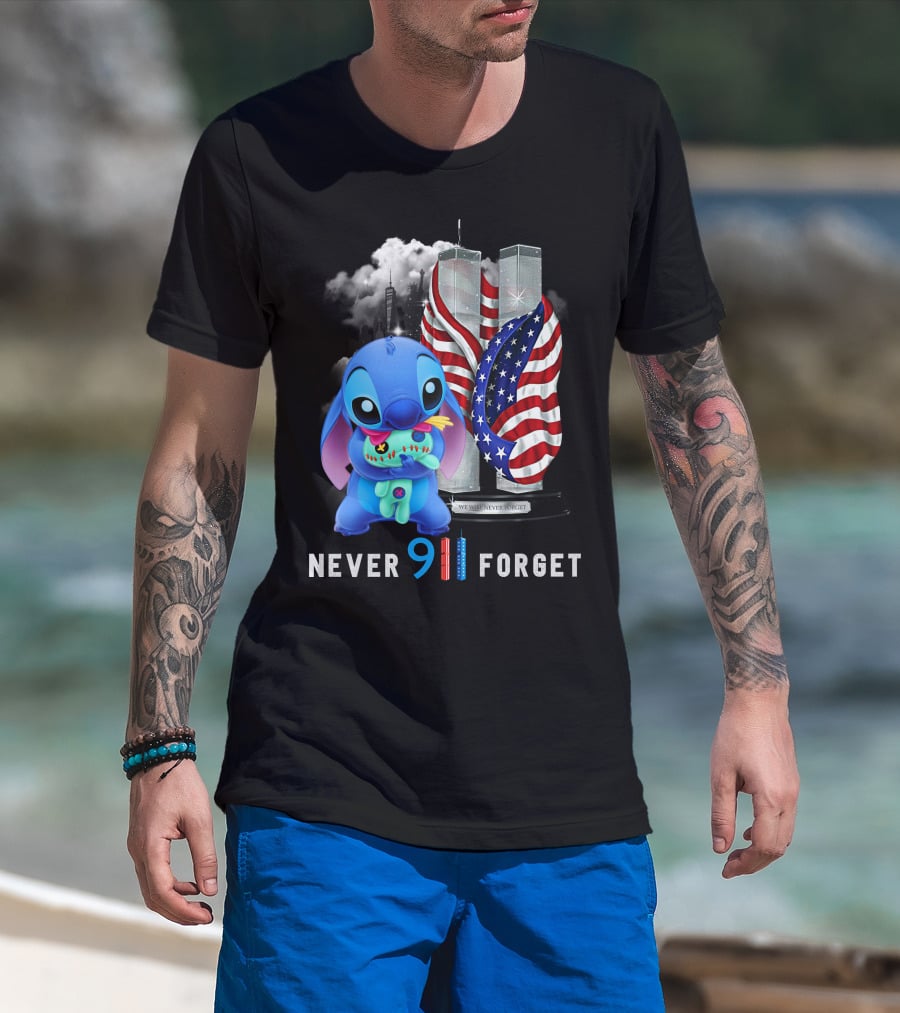 Never Forget Stitch 9/11 Tribute T-Shirt