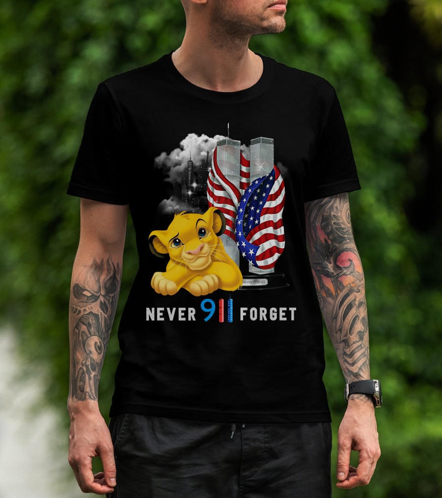 Simba-D Never 911 Forget Twin Towers American Flag T-Shirt
