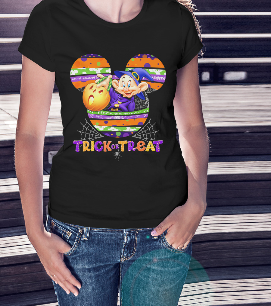 Happy Halloween Mickey Ears Trick Or Treat Dopey Pumpkin T-Shirt