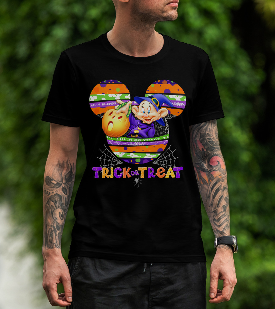 Happy Halloween Mickey Ears Trick Or Treat Dopey Pumpkin T-Shirt
