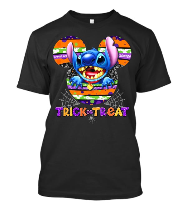 Stitch-D Happy Halloween Trick Or Treat Mickey Mouse Ears T-Shirt