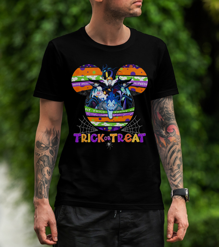 Trick Or Treat Happy Halloween Disney Villains Mickey Ears T-Shirt