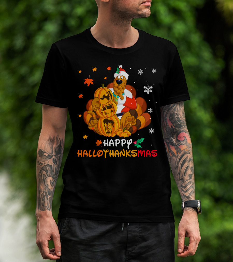 Happy Hallothanksmas Scooby-Doo Pumpkin Santa Hat T-Shirt