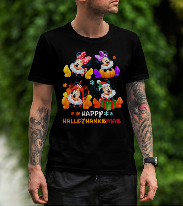 Happy Hallothanksmas Minnie Mouse Seasons T-Shirt