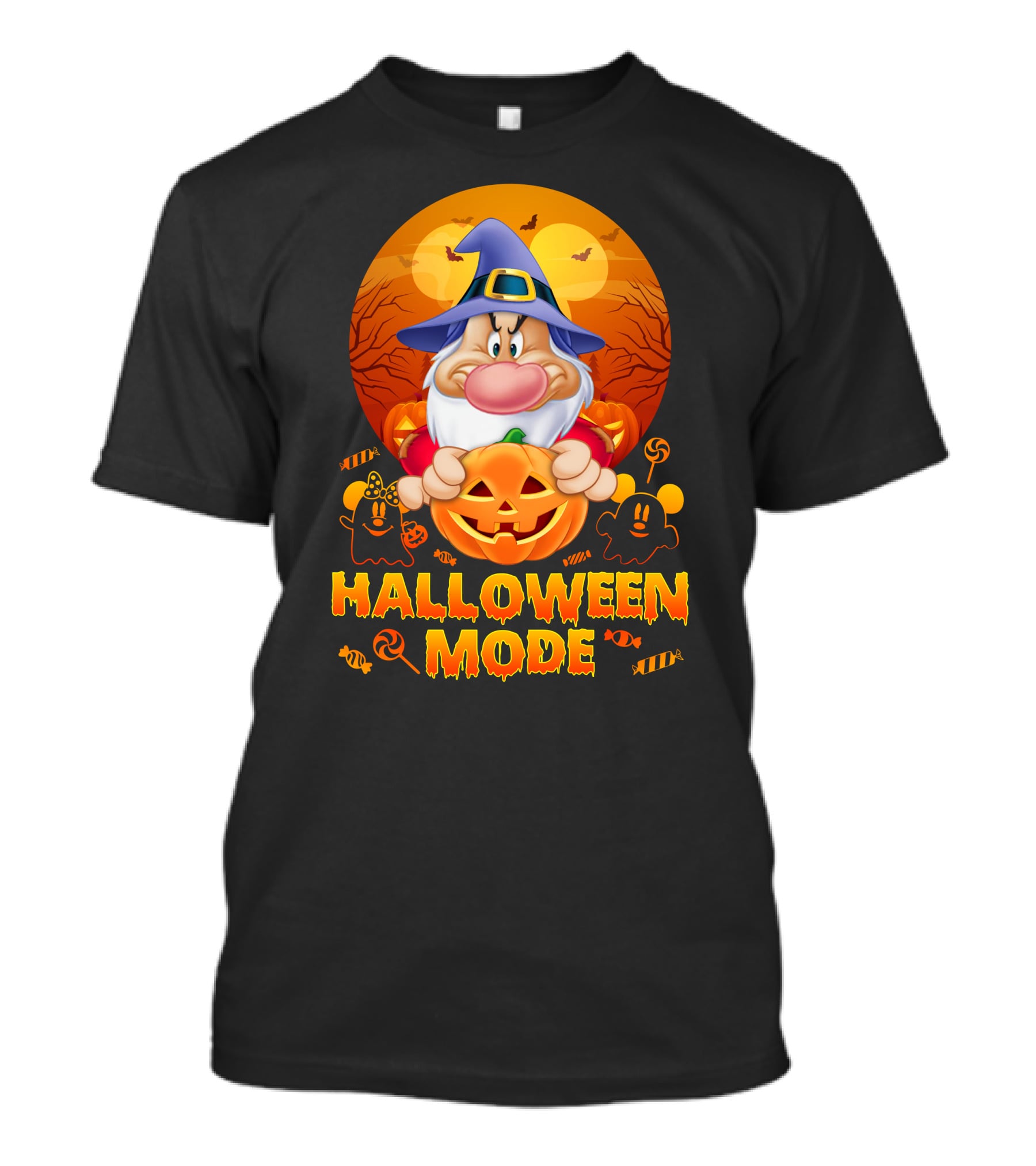 Grumpy Halloween Mode Pumpkin Wizard Theme T-Shirt