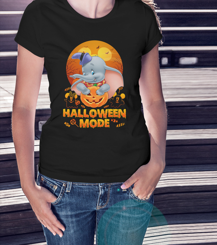 Dumbo Halloween Mode Pumpkin Ghosts Candy Bats Cartoon Magic T-Shirt