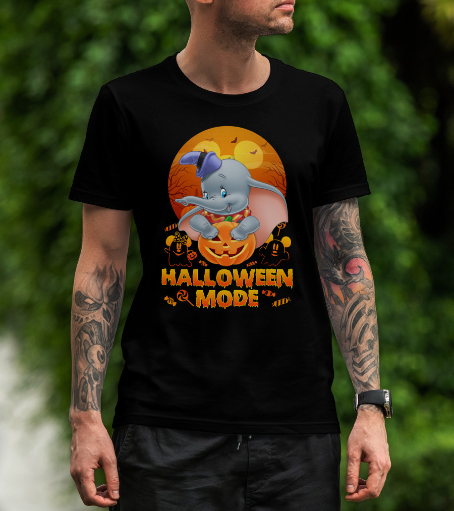 Dumbo Halloween Mode Pumpkin Ghosts Candy Bats Cartoon Magic T-Shirt