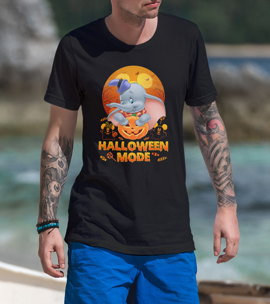 Dumbo Halloween Mode Pumpkin Ghosts Candy Bats Cartoon Magic T-Shirt