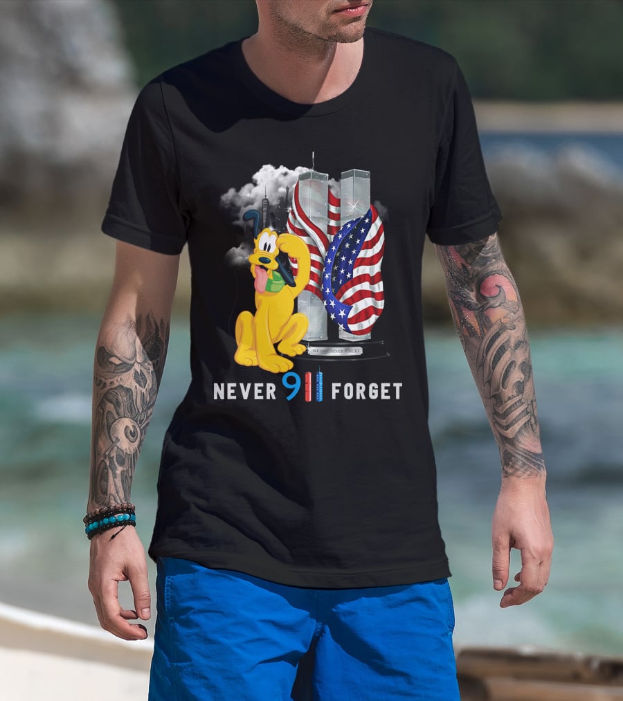 Never 9 11 Forget Pluto Twin Towers Memorial Tribute T-Shirt