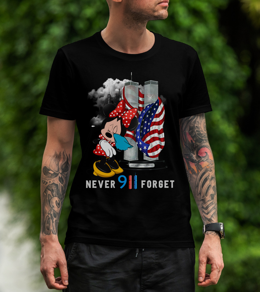 Never 911 Forget Minnie Mouse Twin Towers American Flag T-Shirt