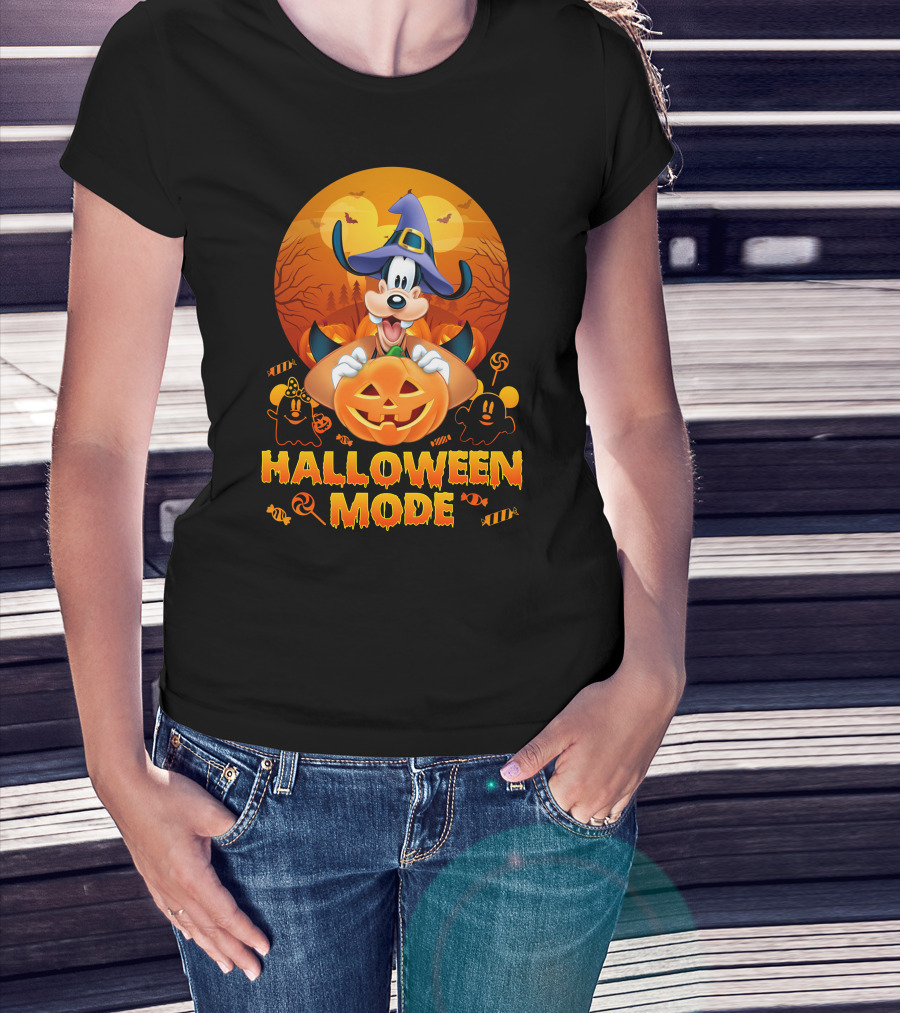 Goofy Halloween Mode Pumpkin Magic Hat Candy Spirits Sunset Bats T-Shirt