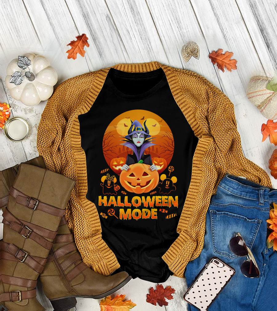 Maleficent Halloween Mode Pumpkin Patch Ghosts Bat Candy T-Shirt