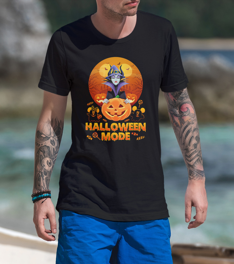 Maleficent Halloween Mode Pumpkin Patch Ghosts Bat Candy T-Shirt