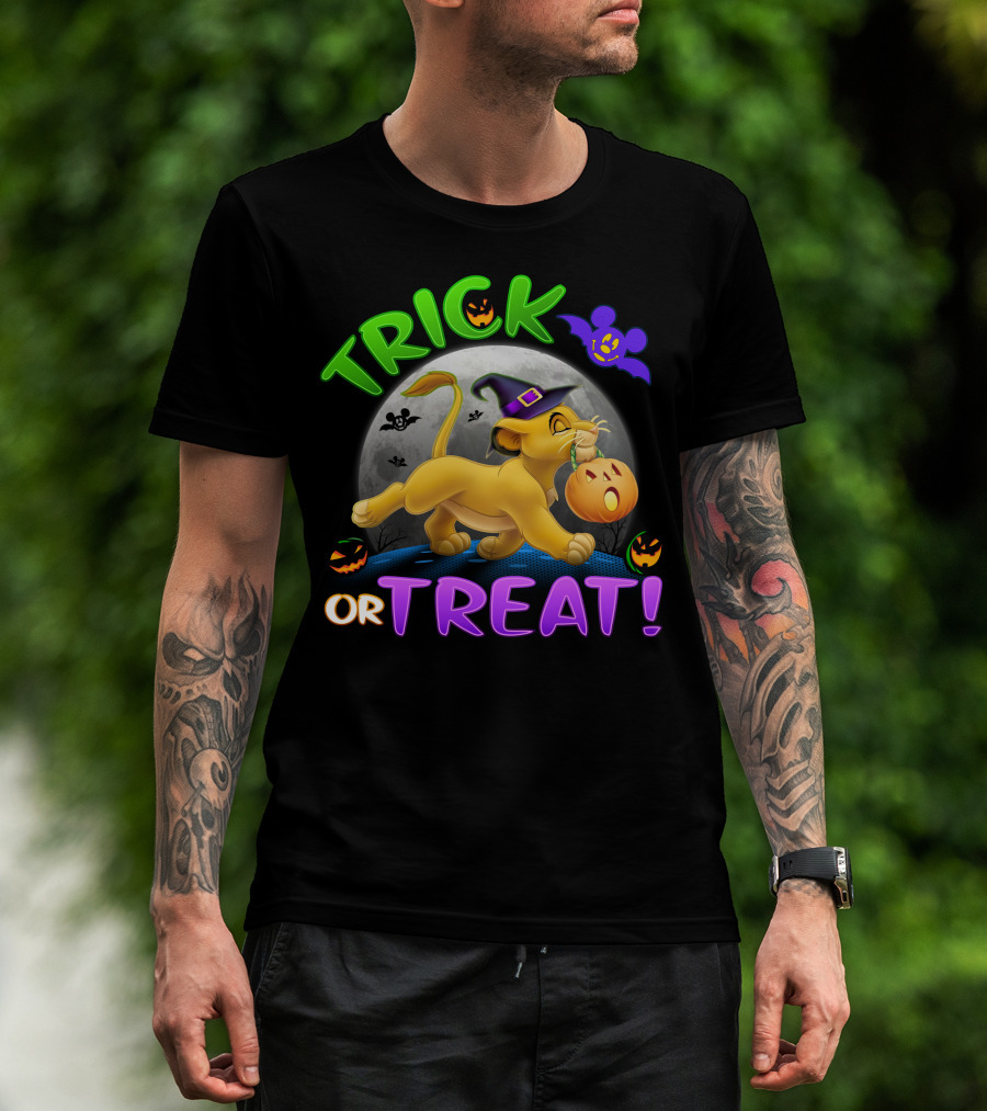 Trick Or Treat Simba Halloween Disney Mickey Moon Pumpkin T-Shirt