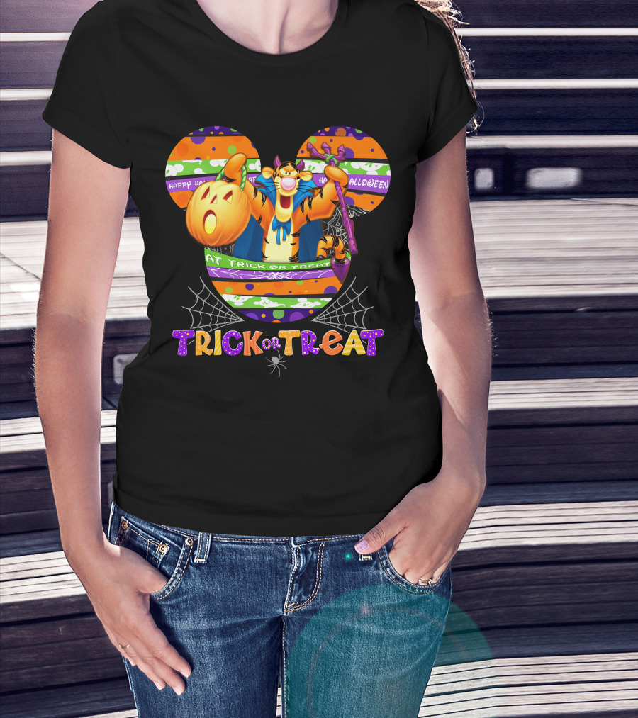 Tigger Trick Or Treat Happy Halloween Mickey Ears T-Shirt