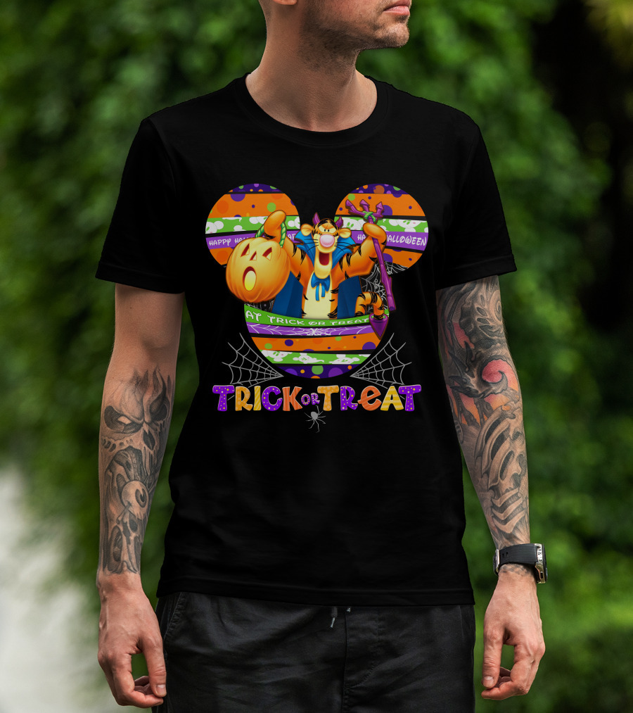 Tigger Trick Or Treat Happy Halloween Mickey Ears T-Shirt