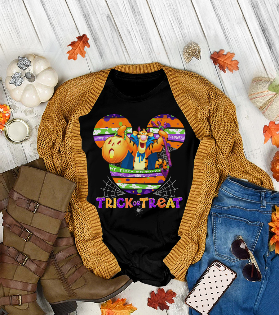 Tigger Trick Or Treat Happy Halloween Mickey Ears T-Shirt