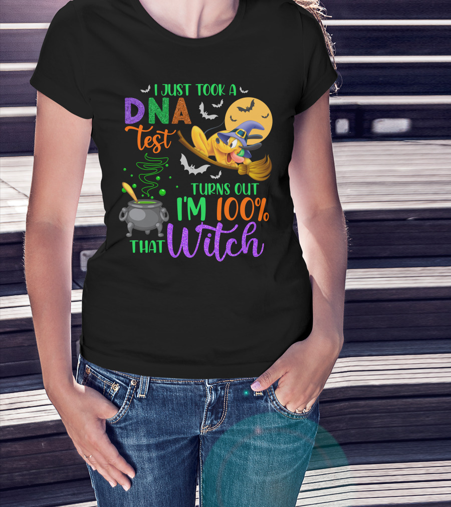 I Just Took A Dna Test Turns Out I'm 100% That Witch Halloween Bats Cauldron Pluto-D T-Shirt