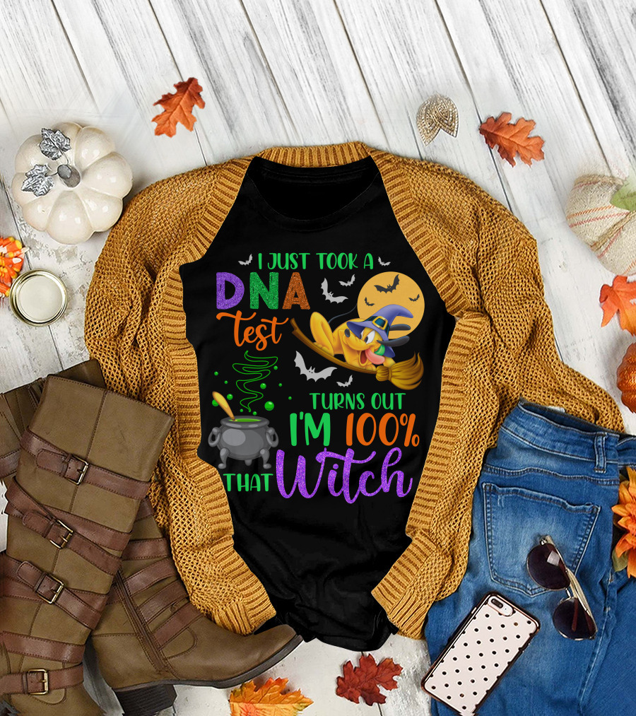 I Just Took A Dna Test Turns Out I'm 100% That Witch Halloween Bats Cauldron Pluto-D T-Shirt